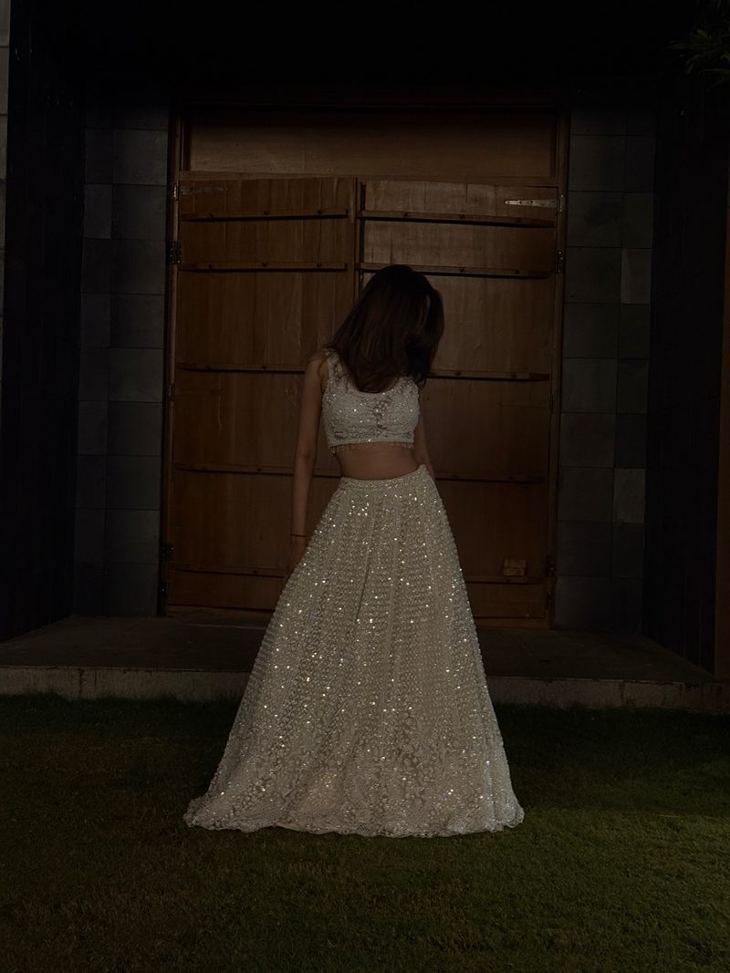 Sparkly lehenga back view